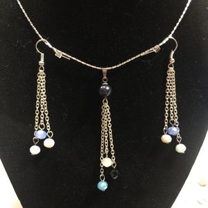 Matching earrings and pearl necklace